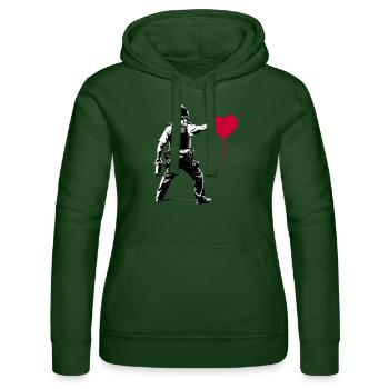 I ♥️ Police StreetArt Banksy style - Frauen Kapuzen Sweater von Russell - Flaschengrün - Vorne - Liana (172cm)