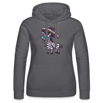 Zebra Comic Lustig Sombrero - Frauen Kapuzen Sweater von Russell - Schwarz - Vorne - Marisol (170cm)