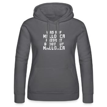 Was auf Mallorca passiert bleibt auf Mallorca - Frauen Kapuzen Sweater von Russell - Schwarz - Vorne - Marisol (170cm)