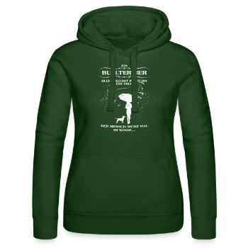 Frauen-Hundeshirt mit Bullterrier - Frauen Kapuzen Sweater von Russell - Flaschengrün - Vorne - Liana (172cm)