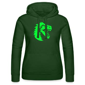 Dinosaur logo - Women’s Hooded Sweater by Russell - bottle green - Front - Liana (172cm)