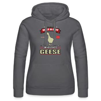 Just a Boy who loves Gänse Outfit - Frauen Kapuzen Sweater von Russell - Schwarz - Vorne - Marisol (170cm)