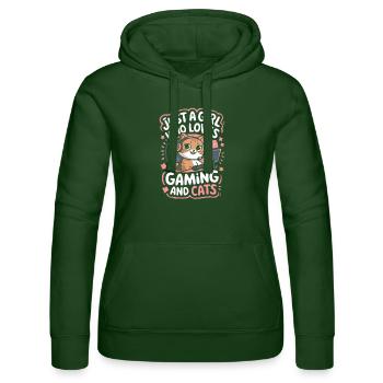 Gaming Computer Konsole Mädchen Katze - Frauen Kapuzen Sweater von Russell - Flaschengrün - Vorne - Liana (172cm)