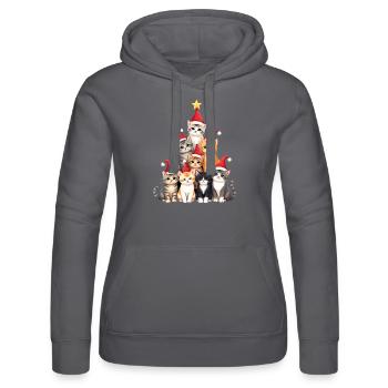 Weihnachtsbaum, Christmas, Katzen, Weihnachten - Frauen Kapuzen Sweater von Russell - Schwarz - Vorne - Marisol (170cm)