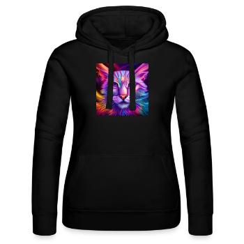 Katze in Neonfarben - Frauen Kapuzen Sweater von Russell - Schwarz - Vorne - Marisol (170cm)