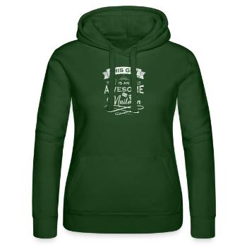 Deliverer Letters Courier - Women’s Hooded Sweater by Russell - bottle green - Front - Liana (172cm)