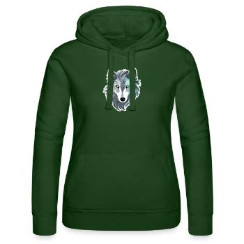 Wolf - Illustration - Frauen Kapuzen Sweater von Russell - Flaschengrün - Vorne - Liana (172cm)