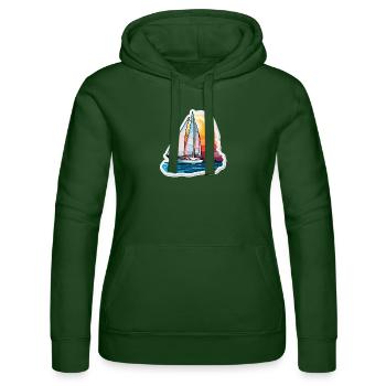 Voilier - illustration - Sweat à capuche Russell Femme - vert bouteille - Devant - Liana (172cm)