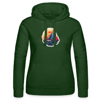 Voilier - illustration - Sweat à capuche Russell Femme - vert bouteille - Devant - Liana (172cm)