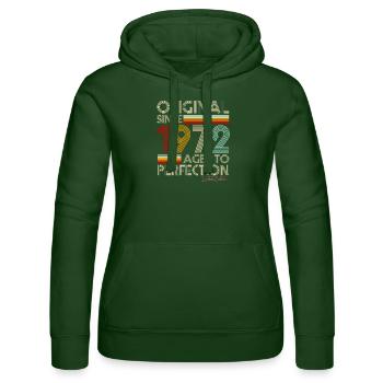 1972 - Women’s Hooded Sweater by Russell - bottle green - Front - Liana (172cm)