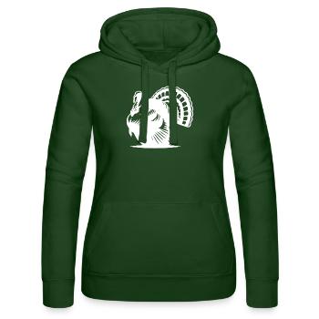 Wilder großer dicker Truthahn mit Flügel Zeichnung - Frauen Kapuzen Sweater von Russell - Flaschengrün - Vorne - Liana (172cm)