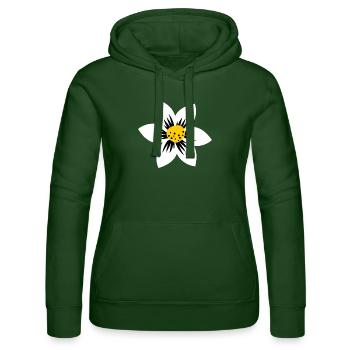 Flower power - Women’s Hooded Sweater by Russell - bottle green - Front - Liana (172cm)