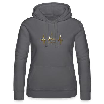 München Skyline Herzschlag Bayern Fan Liebe Munich - Frauen Kapuzen Sweater von Russell - Schwarz - Vorne - Marisol (170cm)