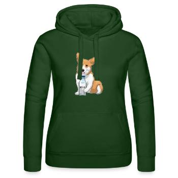 Lait de corgi - Sweat à capuche Russell Femme - vert bouteille - Devant - Liana (172cm)