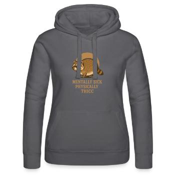 Mentalement malade physiquement Thicc raton laveur Humour Citation - Sweat à capuche Russell Femme - noir - Devant - Marisol (170cm)