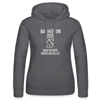 Bauherrin 2026 Spruch - Frauen Kapuzen Sweater von Russell - Schwarz - Vorne - Marisol (170cm)