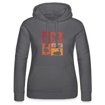 Gänse In Perspektive - Retro Bauernhof Grafik - Frauen Kapuzen Sweater von Russell - Schwarz - Vorne - Marisol (170cm)