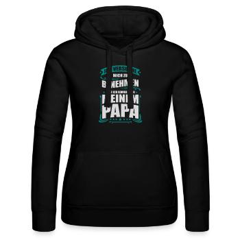 Ich versuche mich zu benehmen aber - Papa Kinder - Frauen Kapuzen Sweater von Russell - Schwarz - Vorne - Marisol (170cm)