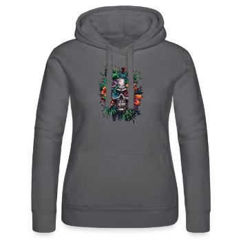 Flowerskull - Frauen Kapuzen Sweater von Russell - Schwarz - Vorne - Marisol (170cm)