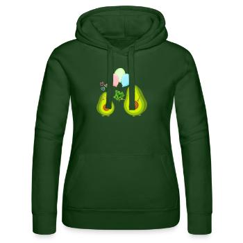 Romantic avocados: The most beautiful couple - Women’s Hooded Sweater by Russell - bottle green - Front - Liana (172cm)