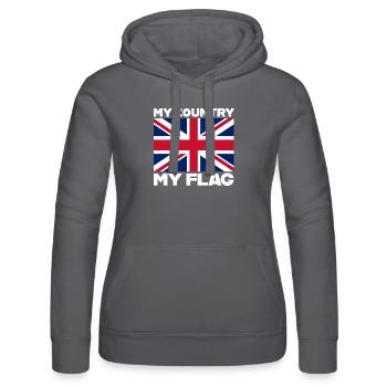My Country -My Flag - Women’s Hooded Sweater by Russell - black - Front - Marisol (170cm)