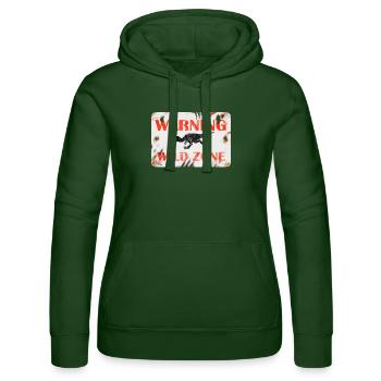 Conception de panneaux - AVERTISSEMENT. ZONE SAUVAGE. - Sweat à capuche Russell Femme - vert bouteille - Devant - Liana (172cm)