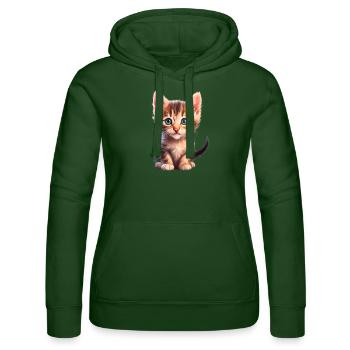 Cute kitten - Women’s Hooded Sweater by Russell - bottle green - Front - Liana (172cm)