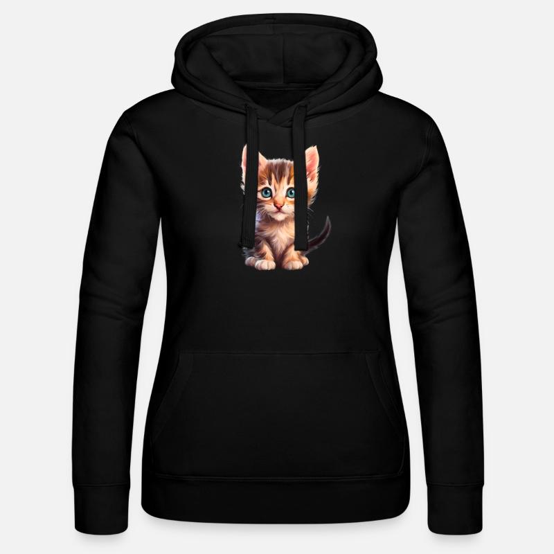 Chaton mignon - Sweat à capuche Russell Femme - noir