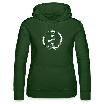 Enso Zen Kreis Pinselstrich - Ying Yang - Frauen Kapuzen Sweater von Russell - Flaschengrün - Vorne - Liana (172cm)