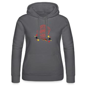 Made in GermanyMadStamp Design avec étoiles et drapeau - Sweat à capuche Russell Femme - noir - Devant - Marisol (170cm)