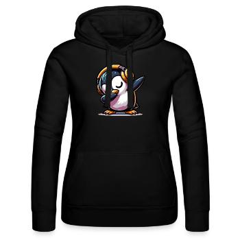 Dabbing Penguin - Women’s Hooded Sweater by Russell - black - Front - Marisol (170cm)