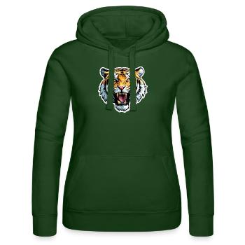 Tiger Head - Women’s Hooded Sweater by Russell - bottle green - Front - Liana (172cm)