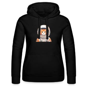 Chat astronaute - Sweat à capuche Russell Femme - noir - Devant - Marisol (170cm)