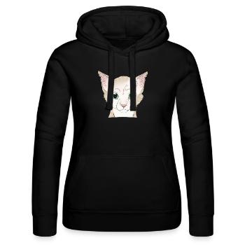 Chat blanc beige - Sweat à capuche Russell Femme - noir - Devant - Marisol (170cm)