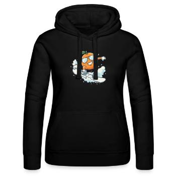 Coole Snowboard Orange mit Sonnenbrille - Frauen Kapuzen Sweater von Russell - Schwarz - Vorne - Marisol (170cm)