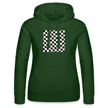 Schachbrettmuster Maske | Mundschutz - Frauen Kapuzen Sweater von Russell - Flaschengrün - Vorne - Liana (172cm)