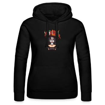 Sugar Skull Mädchen - Frauen Kapuzen Sweater von Russell - Schwarz - Vorne - Marisol (170cm)