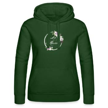 Die lila Blumenbraut - Braut Geschenkidee - Frauen Kapuzen Sweater von Russell - Flaschengrün - Vorne - Liana (172cm)