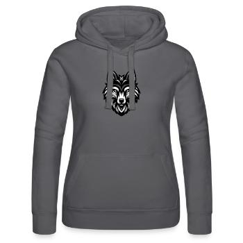 Conception de tête de loup gris - Sweat à capuche Russell Femme - noir - Devant - Marisol (170cm)
