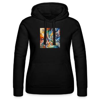 Lebhafter Fluss - Abstraktes Gemälde - Frauen Kapuzen Sweater von Russell - Schwarz - Vorne - Marisol (170cm)