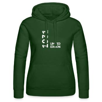 1931 Limited Edition - Women’s Hooded Sweater by Russell - bottle green - Front - Liana (172cm)