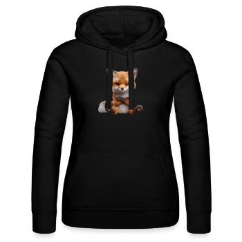 Fuchs grimmig 1 - Frauen Kapuzen Sweater von Russell - Schwarz - Vorne - Marisol (170cm)