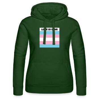 LOVE IS LOVE TRANS Flagge - Frauen Kapuzen Sweater von Russell - Flaschengrün - Vorne - Liana (172cm)