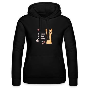 Be brave – fluffy alpacas - Women’s Hooded Sweater by Russell - black - Front - Marisol (170cm)