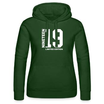 19th Birthday Gift Limited Edition - Women’s Hooded Sweater by Russell - bottle green - Front - Liana (172cm)