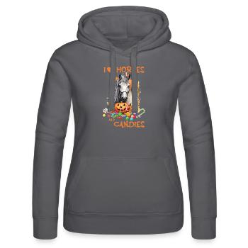 I love horses and candies - Halloween Horse Design - Women’s Hooded Sweater by Russell - black - Front - Marisol (170cm)