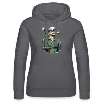 Krokodil Golfspieler Design Aesthetic Streetwear - Frauen Kapuzen Sweater von Russell - Schwarz - Vorne - Marisol (170cm)