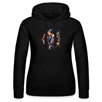 Thunder Tiger Tee - Women’s Hooded Sweater by Russell - black - Front - Marisol (170cm)