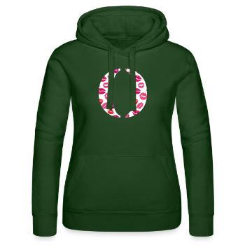 Letter o kisses - Women’s Hooded Sweater by Russell - bottle green - Front - Liana (172cm)