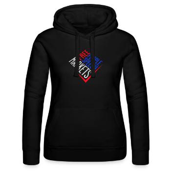 Free Speech Markets People Libertarian Freedom Logo - Women’s Hooded Sweater by Russell - black - Front - Marisol (170cm)